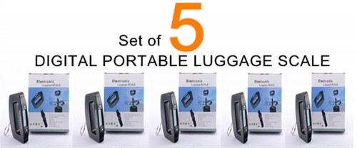 SET OF 5 DIGITAL PORTABLE LUGGAGE SCALE 0701011ELS5
